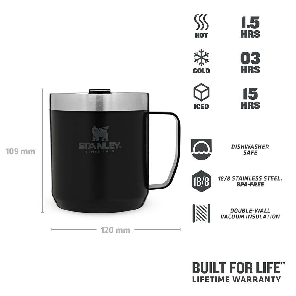 Stanley Unisex Termos Bardak Stan 12Oz Classic Vac Camp Mug M.Black Eu