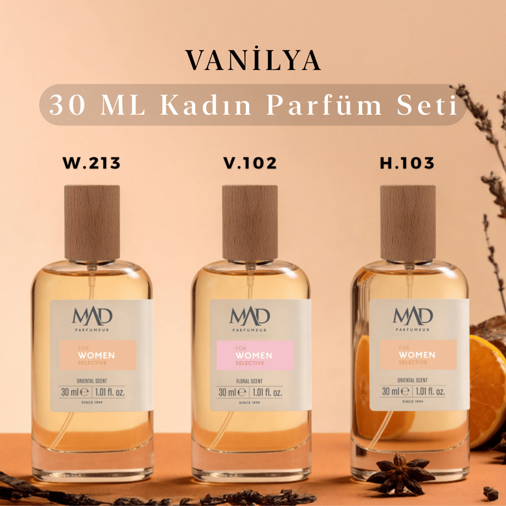 Mad Selective Kadın Vanilya Parfüm Seti – 30 ml Üçlü SetMad Parfüm30 ml