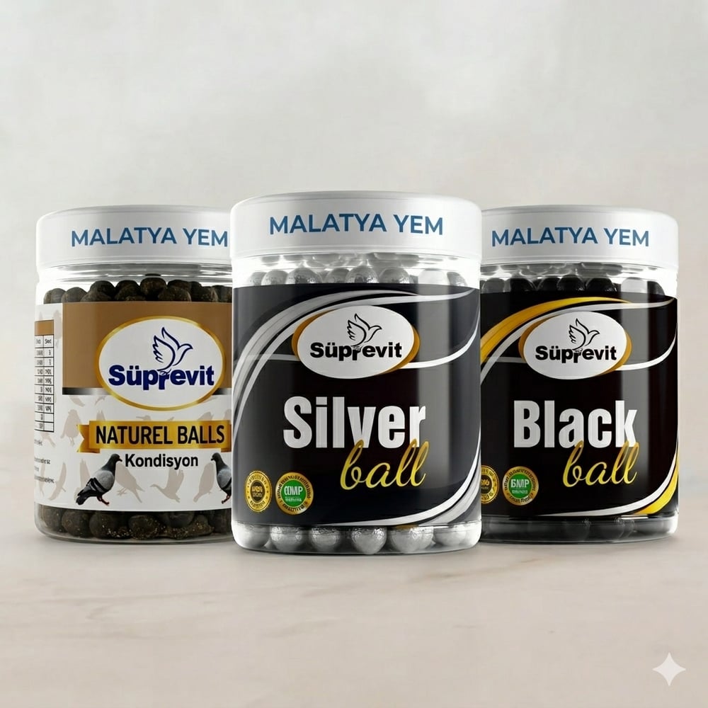 3 lü Güvercin Yavru Hapı Seti | Süprevit Silver Ball, Black Ball ve Naturel Balls