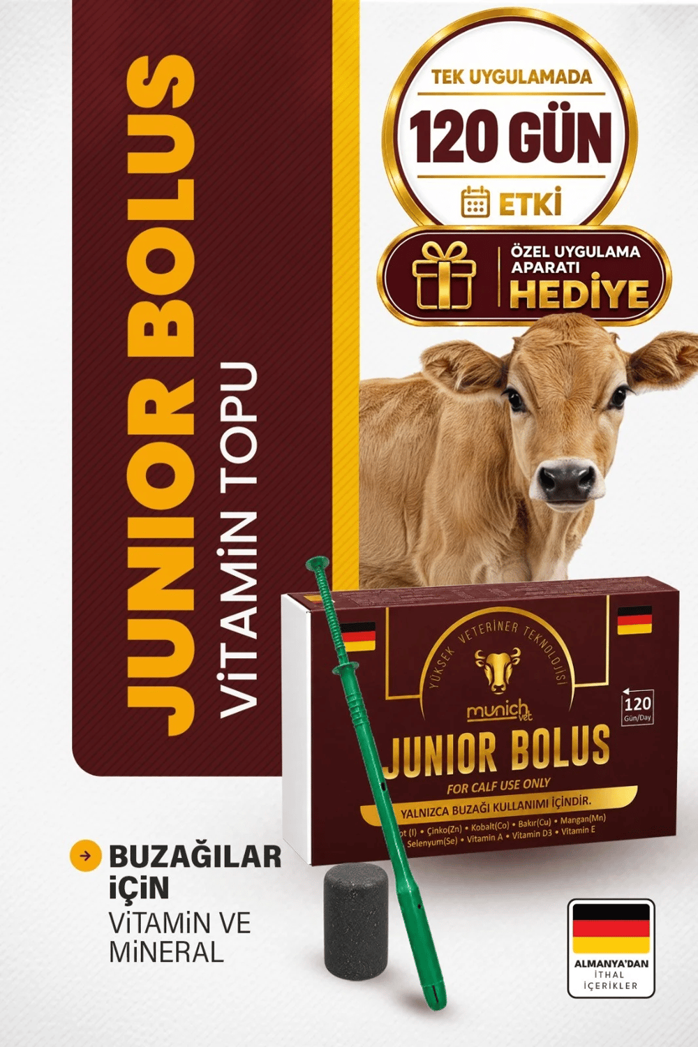 Munich Vet Junior Buzağı Bolusu 12 Adet | 120 Gün Vitamin Mineral