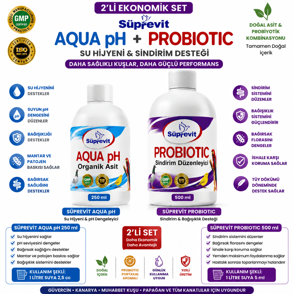 Süprevit Aqua pH 250 ML-Süprevit Probiotic 500 ML 2'li Ekonomik Set