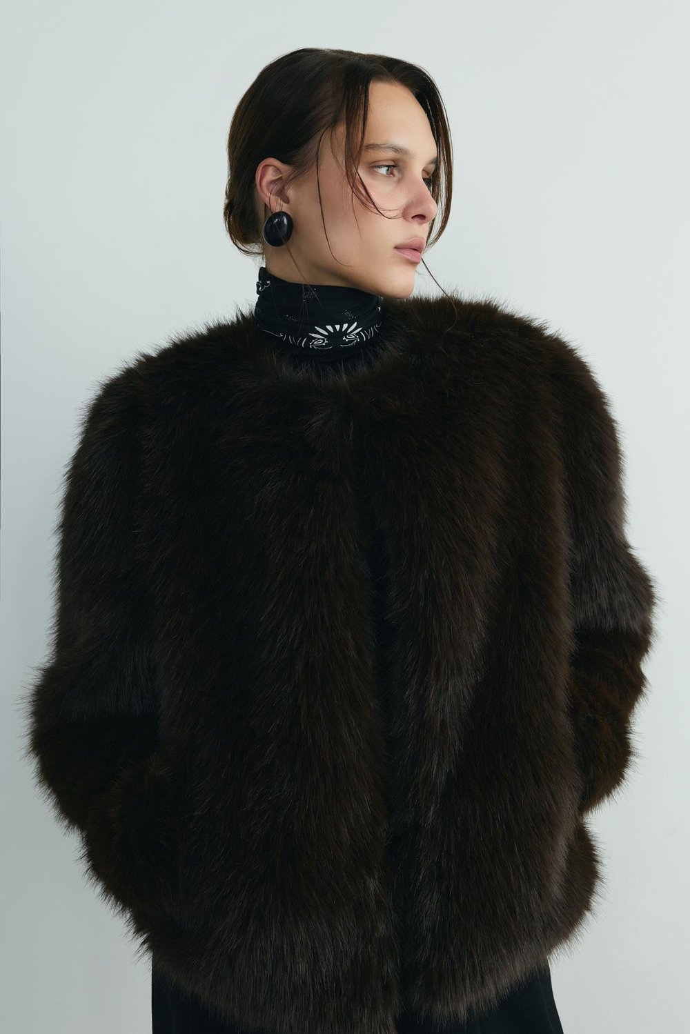 Acı Kahve Lexi Suni Kürk Ceket