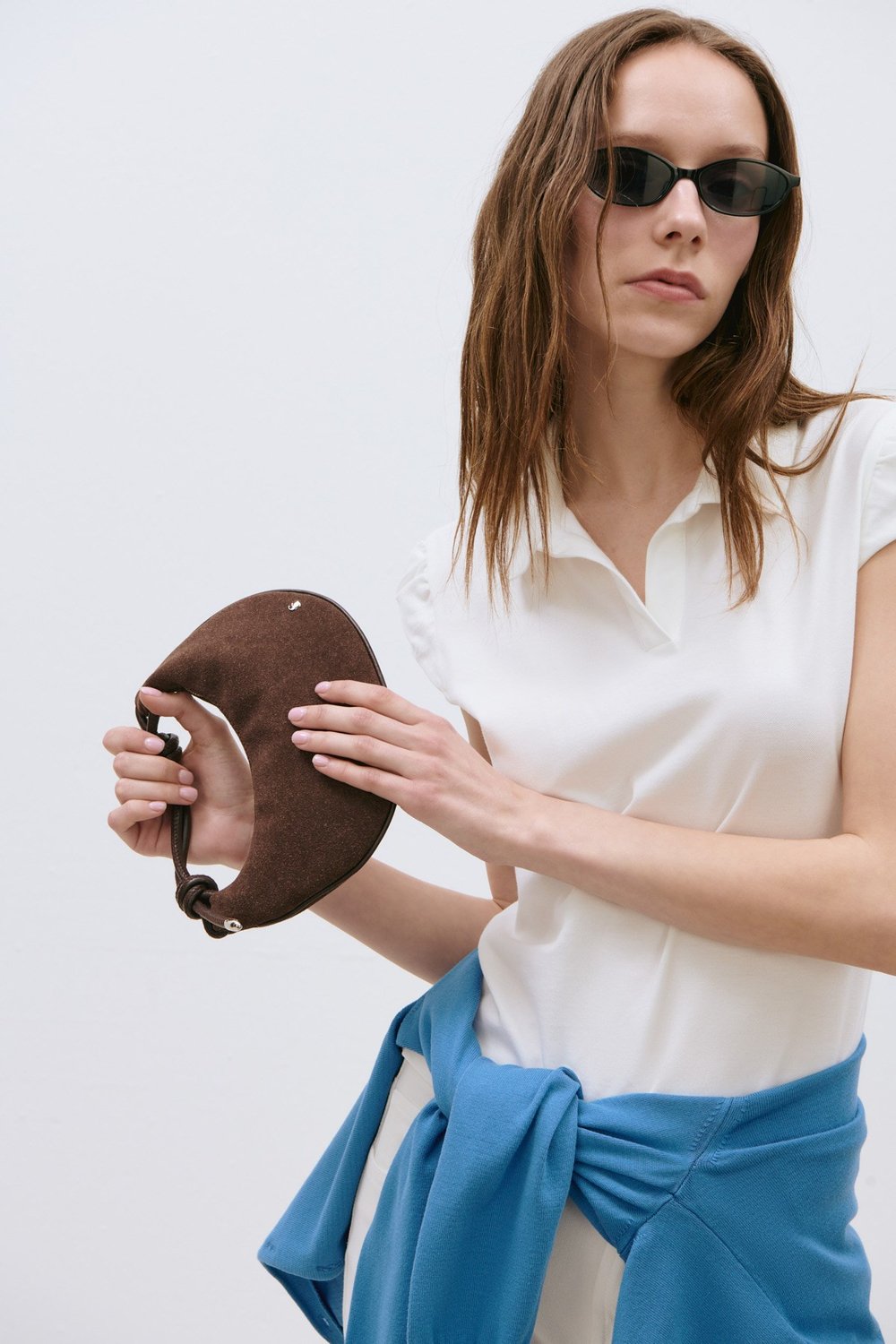 Rope Knot Detail Suede Bag