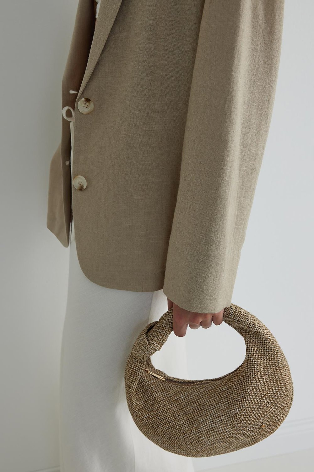 Bej Pia Hasır Çanta