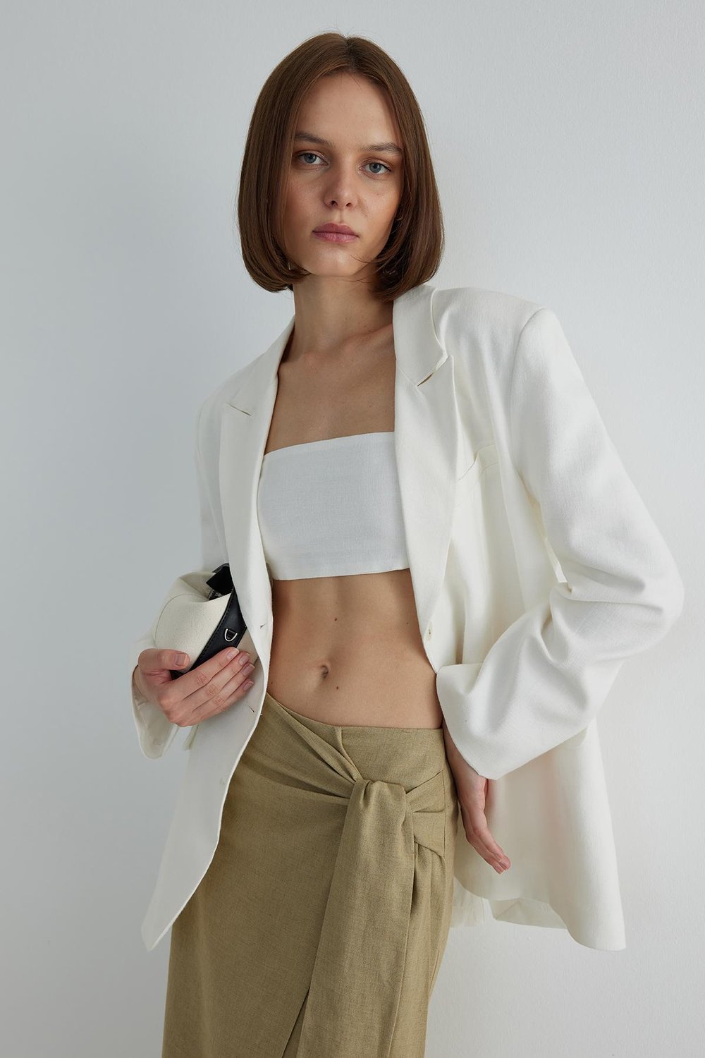 Ekru Gabriel Keten Blazer Ceket