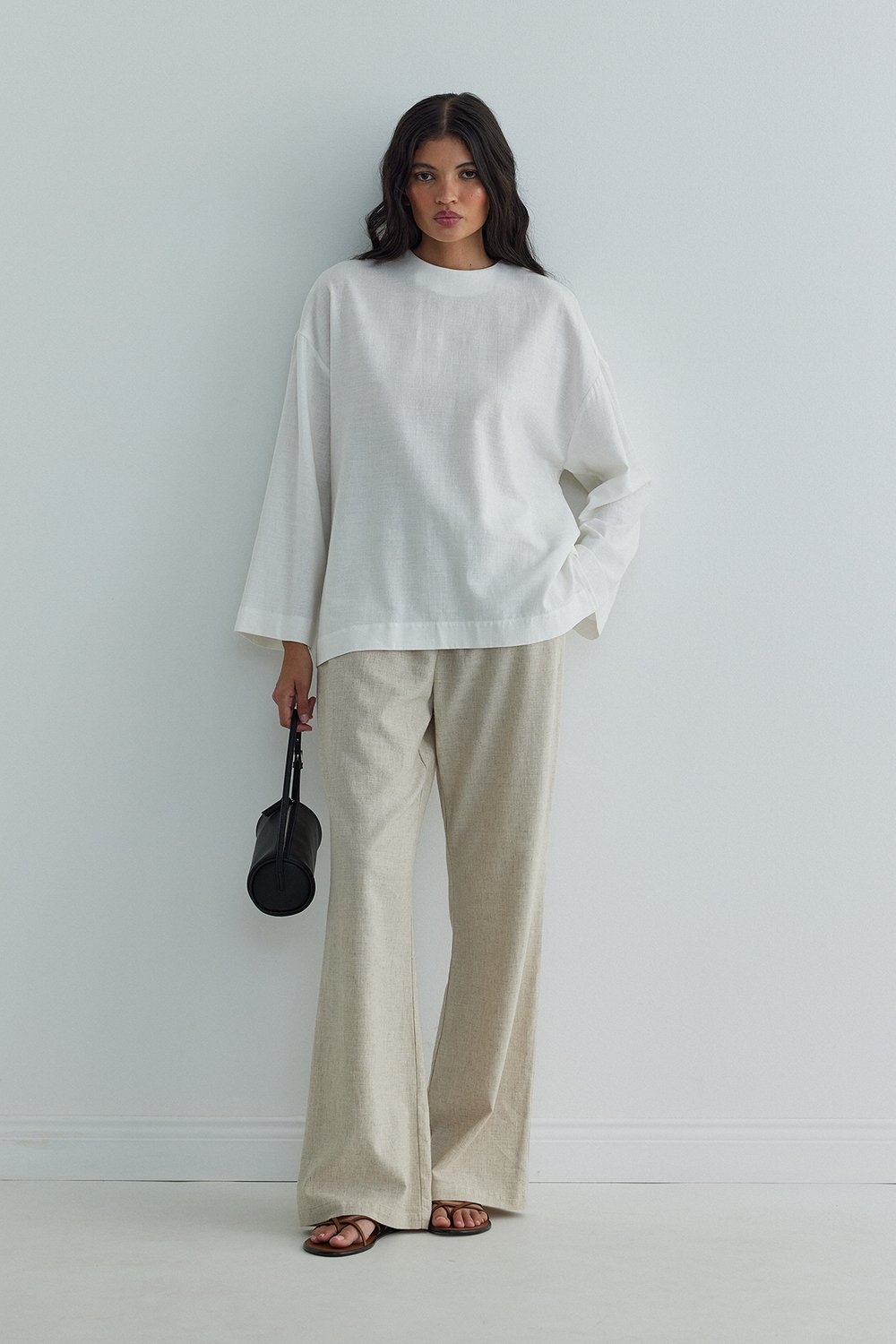 Ekru Kavala Keten Bluz