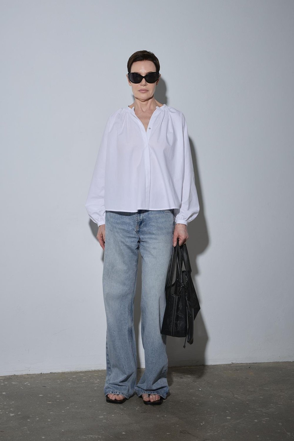 Beyaz Lena Balon Kol Gömlek