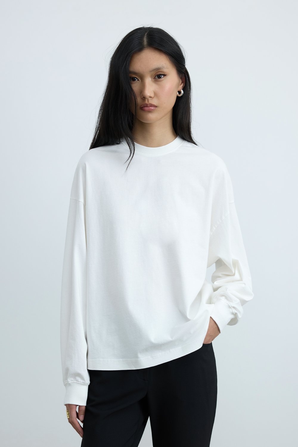 Ekru Dune Oversize Manşetli Tişört