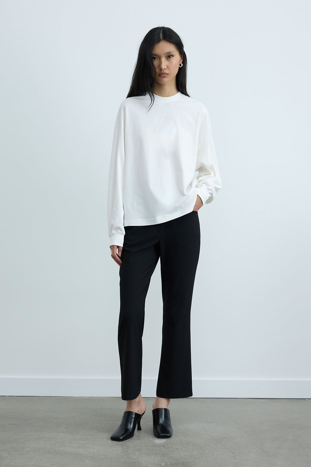 Ekru Dune Oversize Manşetli Tişört