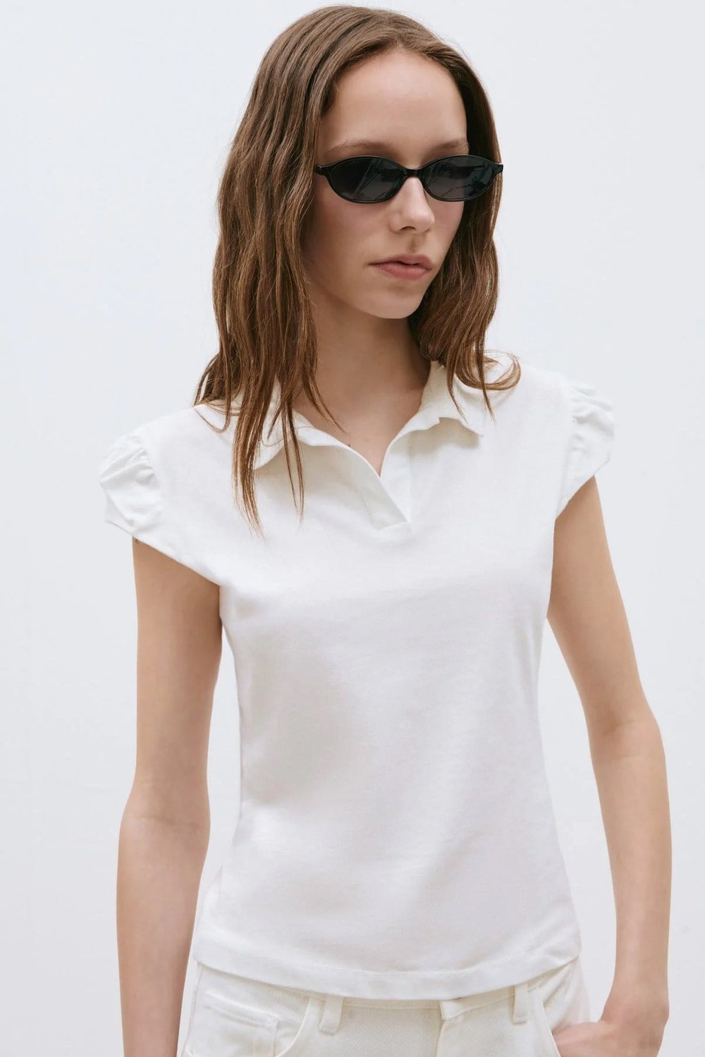 Ekru Joan Fit Polo Yaka Tişört