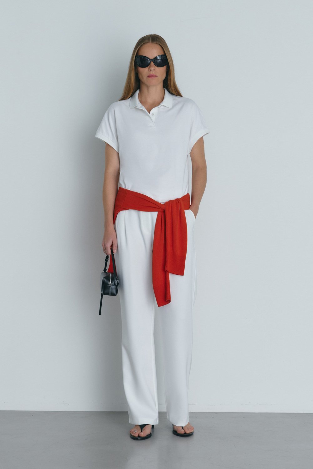 Ekru Josie Oversize Polo Yaka Tişört