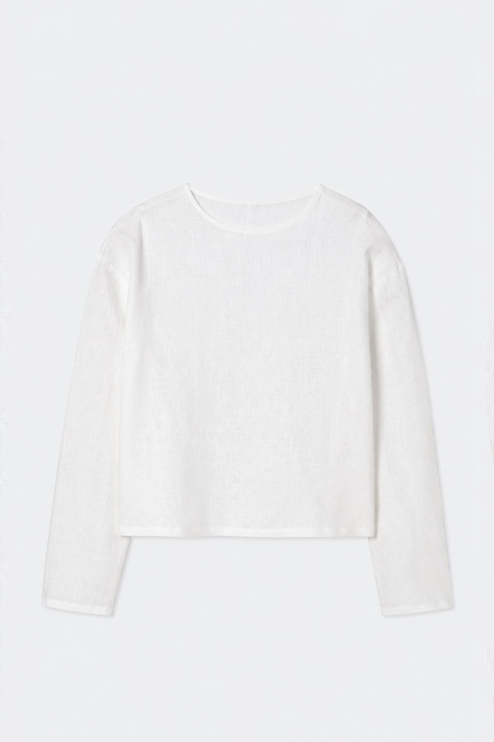 Ekru Mussel Crop Keten Bluz