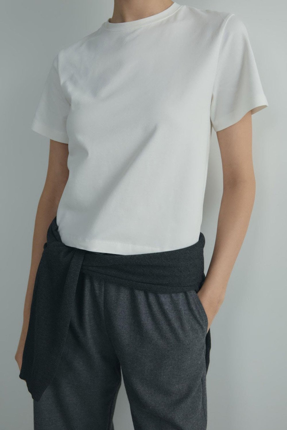 Ekru Pamuklu Basic Tişört