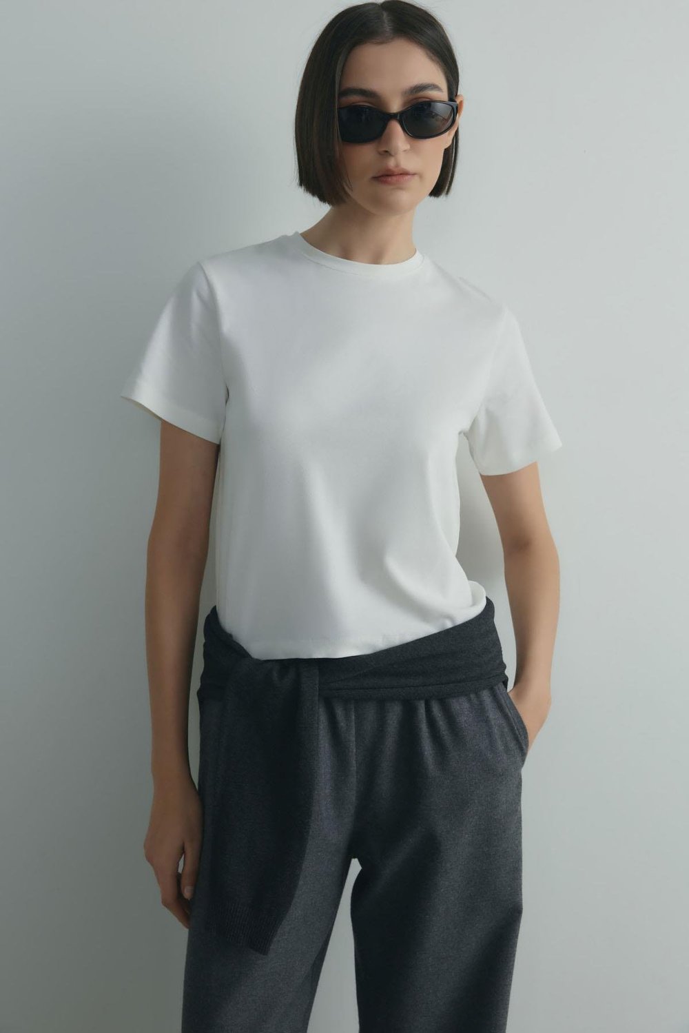 Ekru Pamuklu Basic Tişört