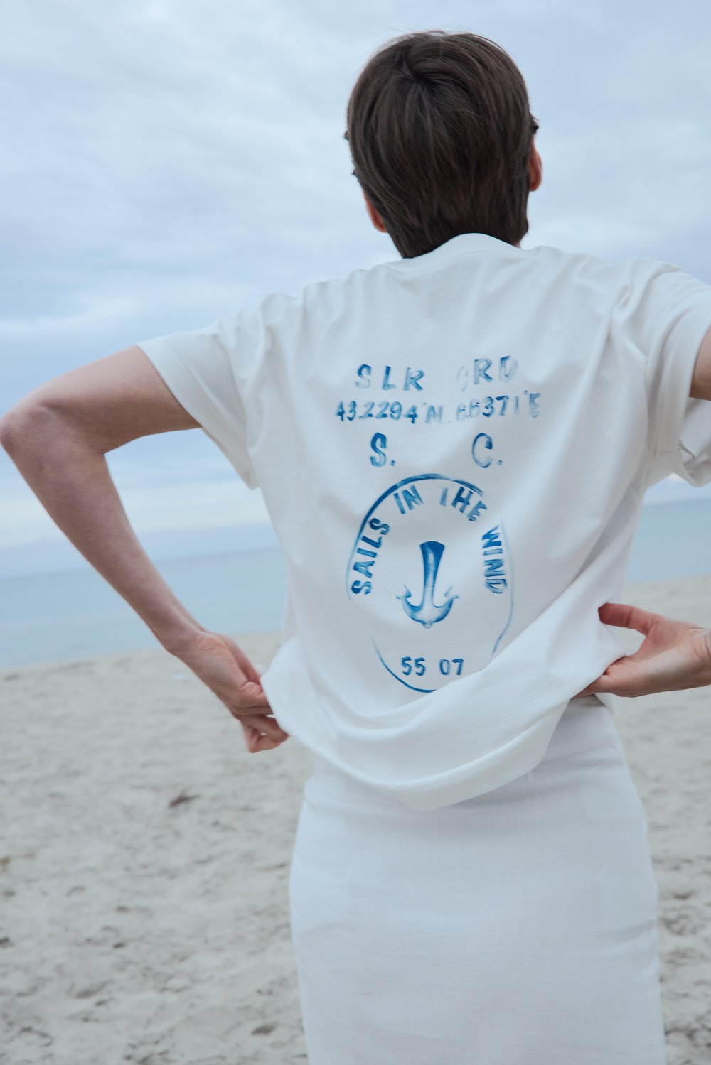 Ekru Sailor Oversize Tişört