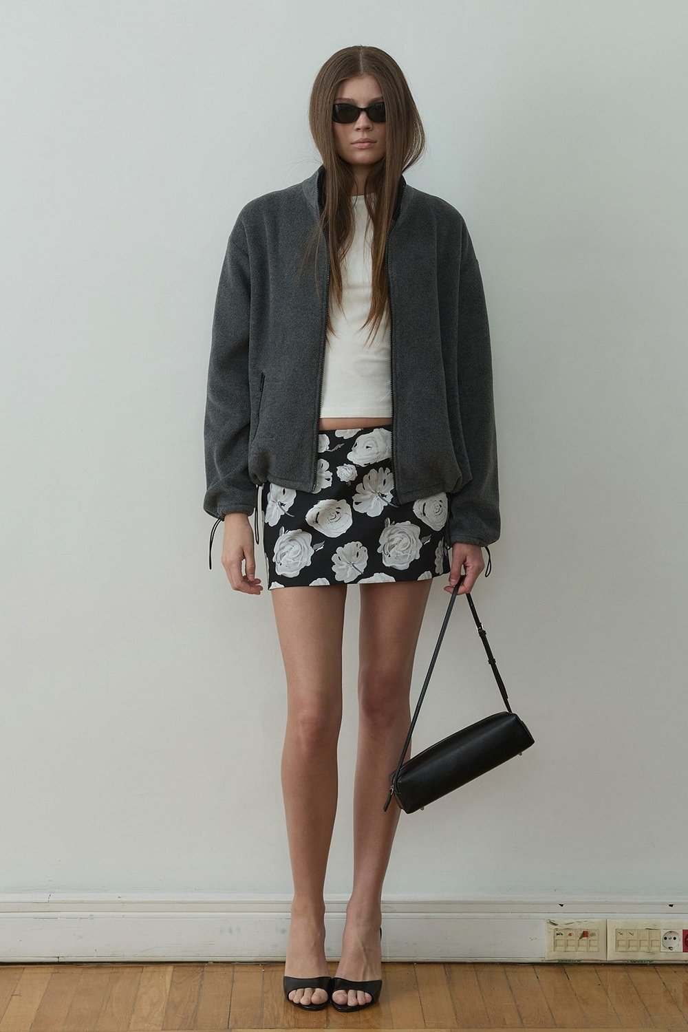 Füme Anu Oversize Fermuarlı Polar Hırka