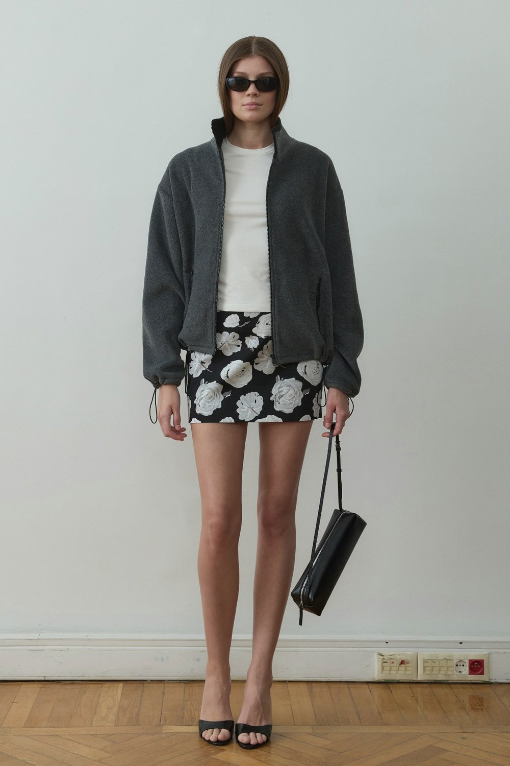 Füme Anu Oversize Fermuarlı Polar Hırka