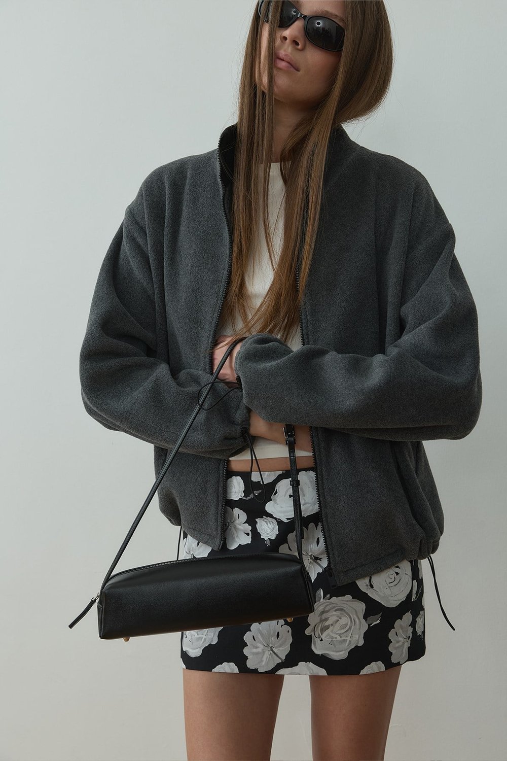 Füme Anu Oversize Fermuarlı Polar Hırka