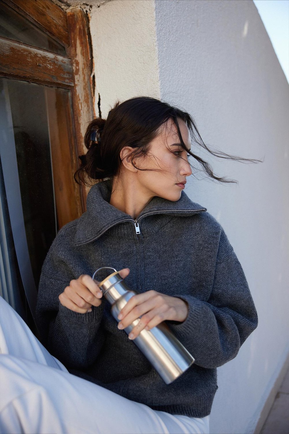 Füme Jodie Fermuarlı Triko Hırka