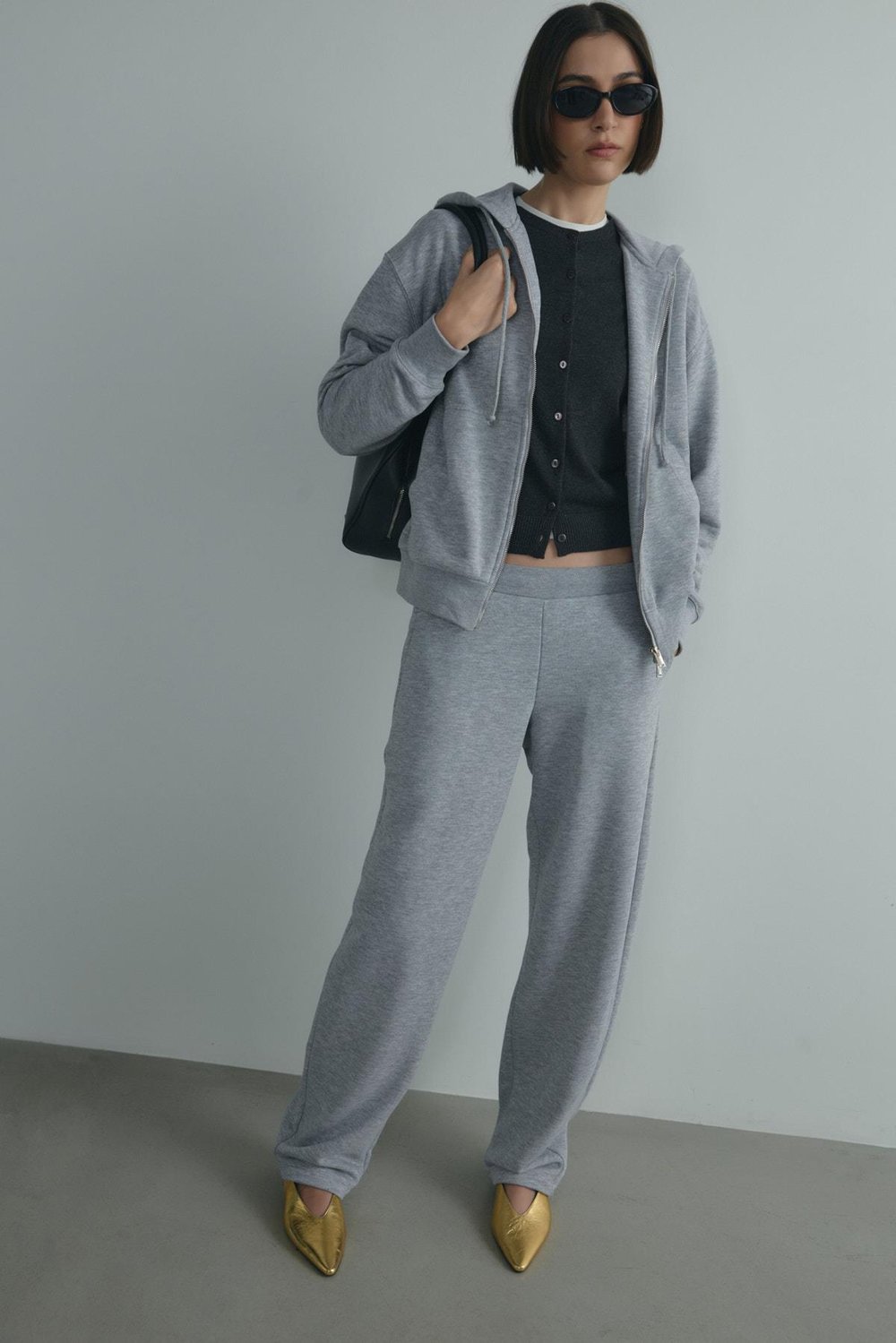 Gri Salted Fermuarlı Hırka