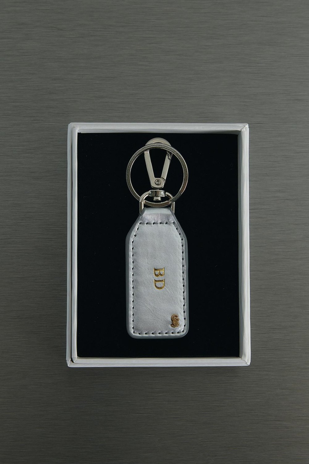 Gümüş Kişiselleştirilmiş Deri Anahtarlık