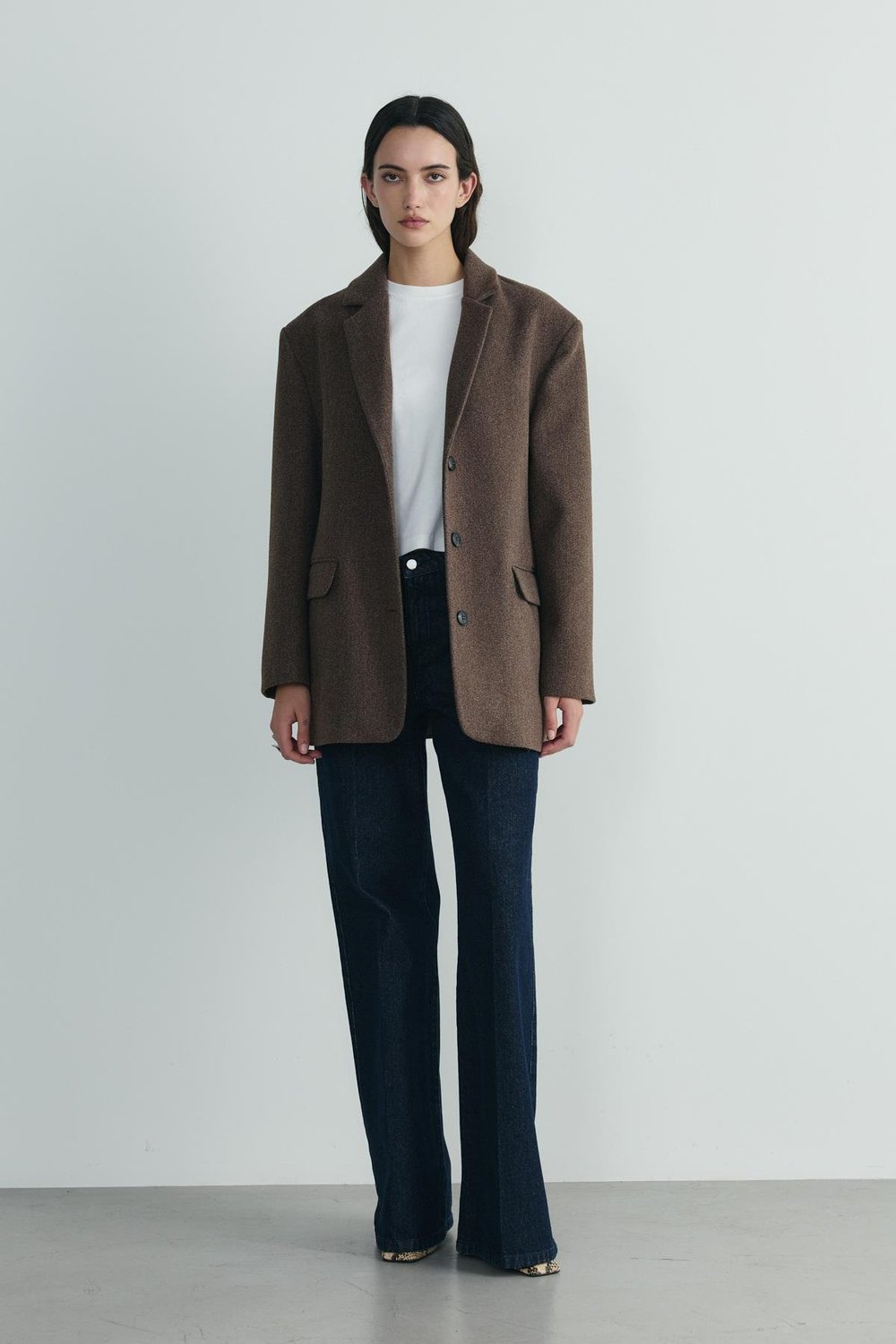 Kahverengi Gina Kaşe Blazer Ceket