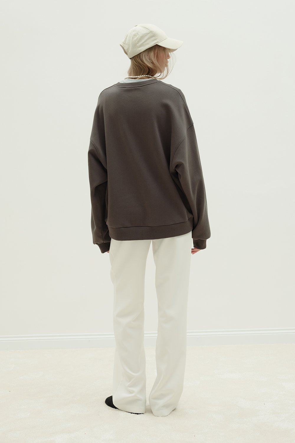 Kahverengi Logolu Oversize Sweatshirt