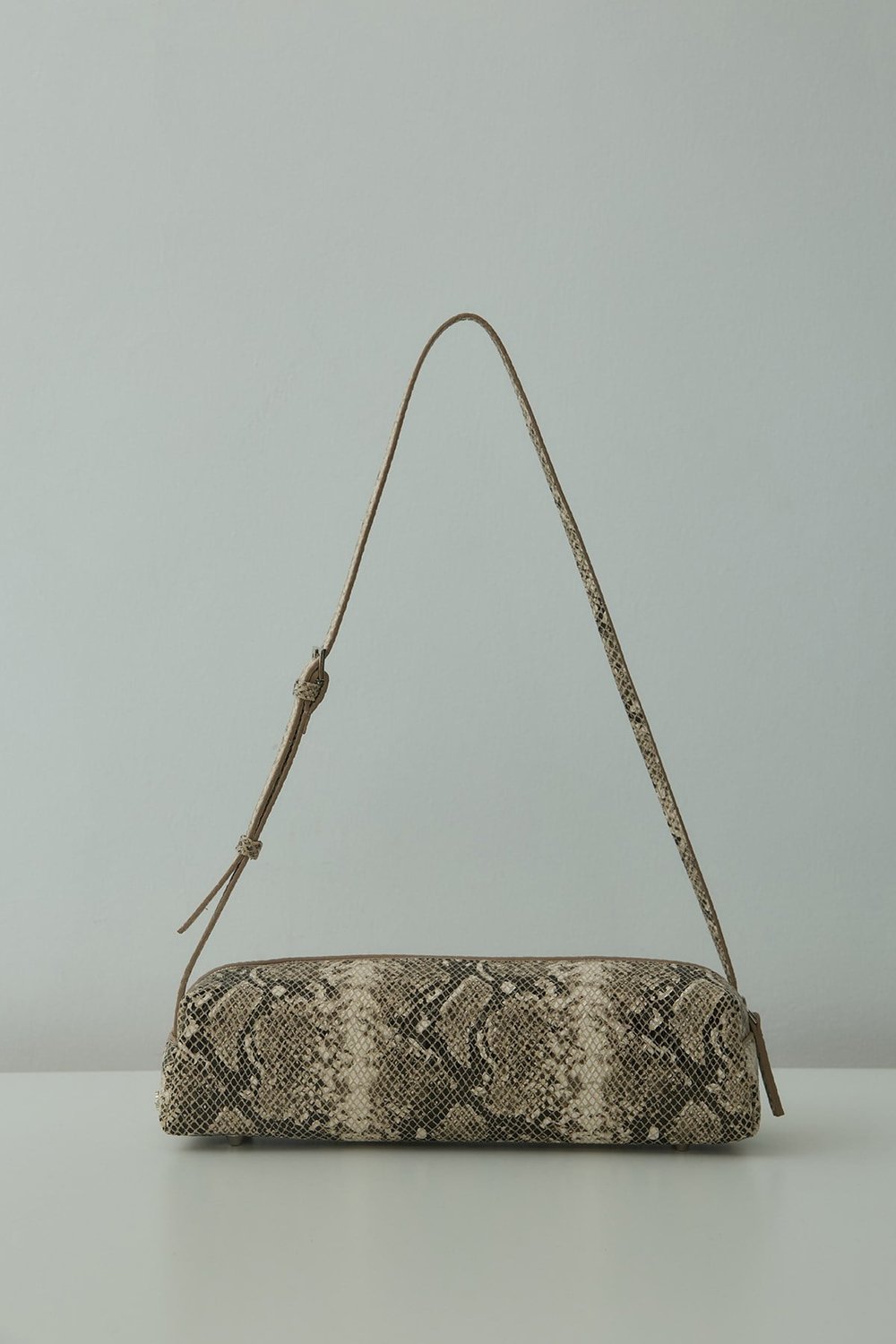 Mervie Snake Print Baguette Bag