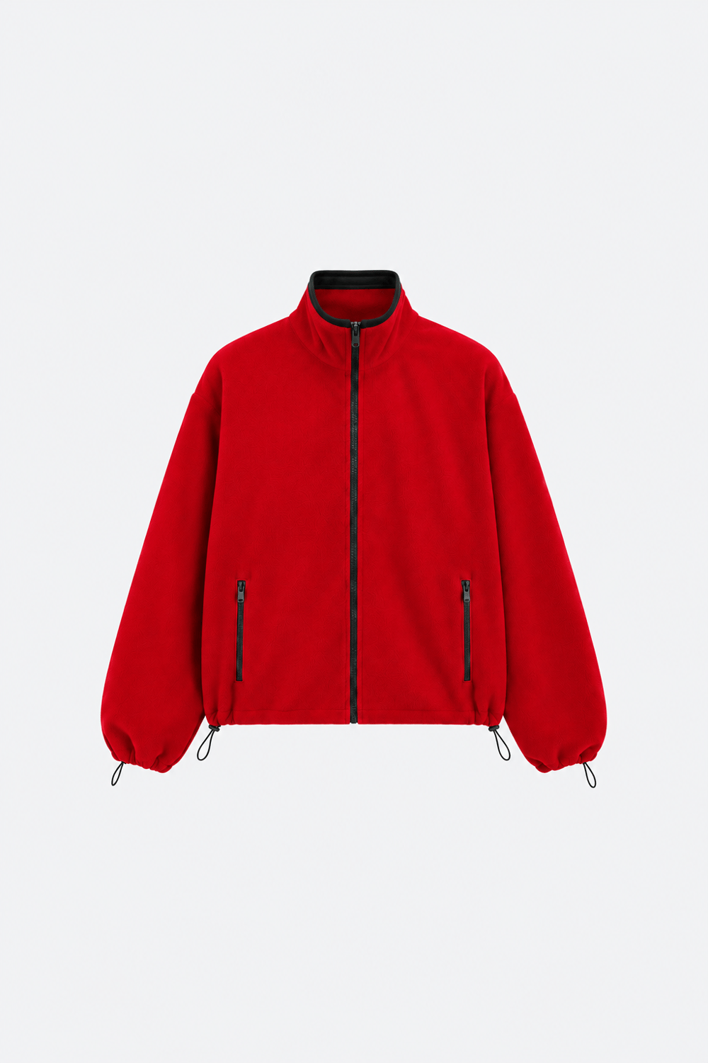 Kırmızı Anu Oversize Fermuarlı Polar Hırka