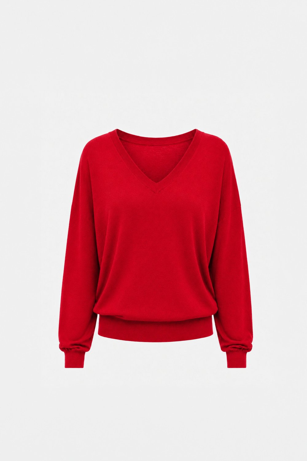 V-Neck Fine-Knit Sweater