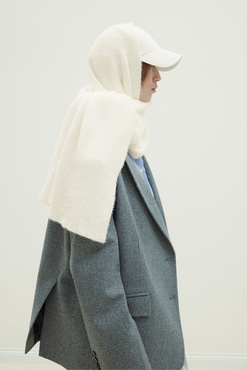 Krem Yumuşak Dokulu Geniş Atkı