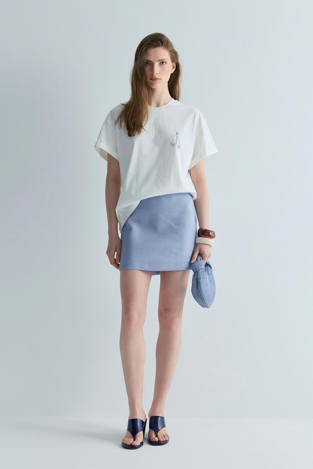 Mavi Pia Hasır Çanta