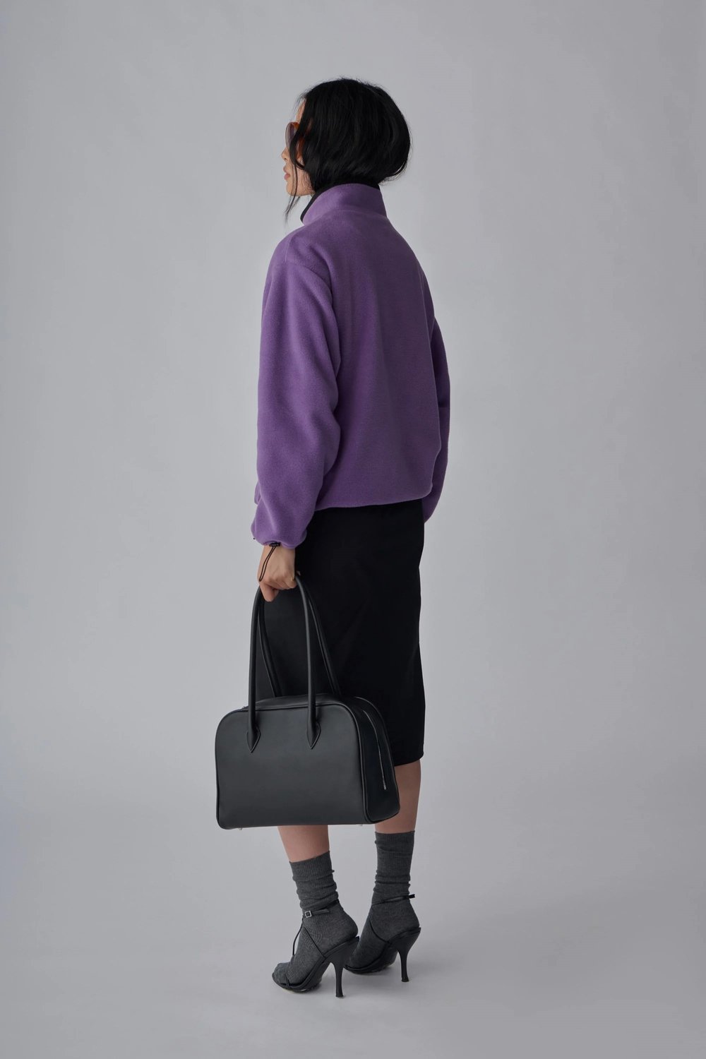 Mor Anu Oversize Fermuarlı Polar Hırka