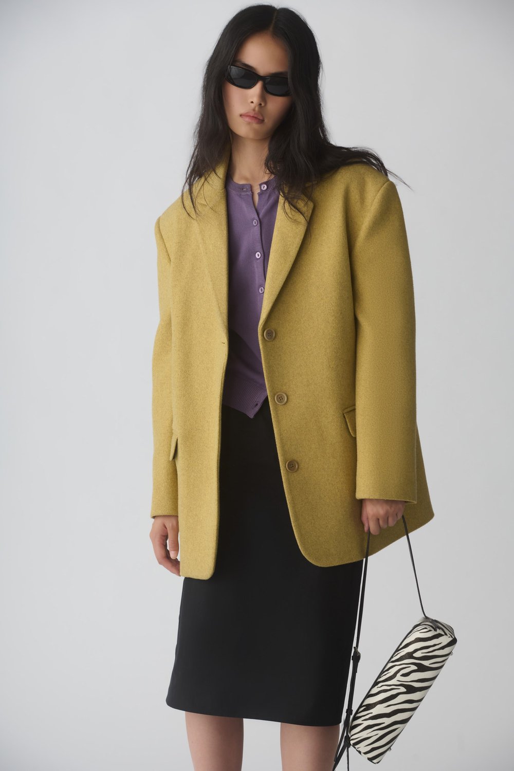 Sarı Gina Kaşe Blazer Ceket
