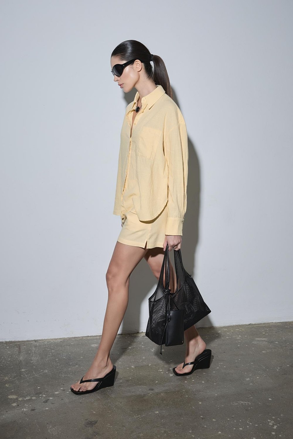 Sarı Zoe Basic Keten Şort