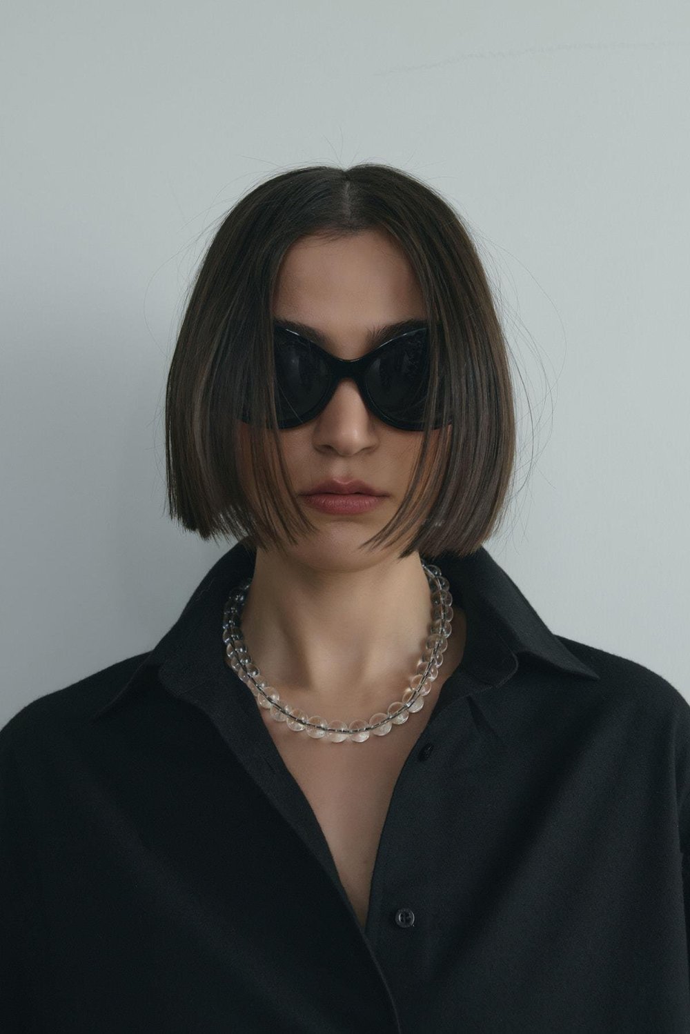 Şeffaf Mau Cam Boncuk Kolye