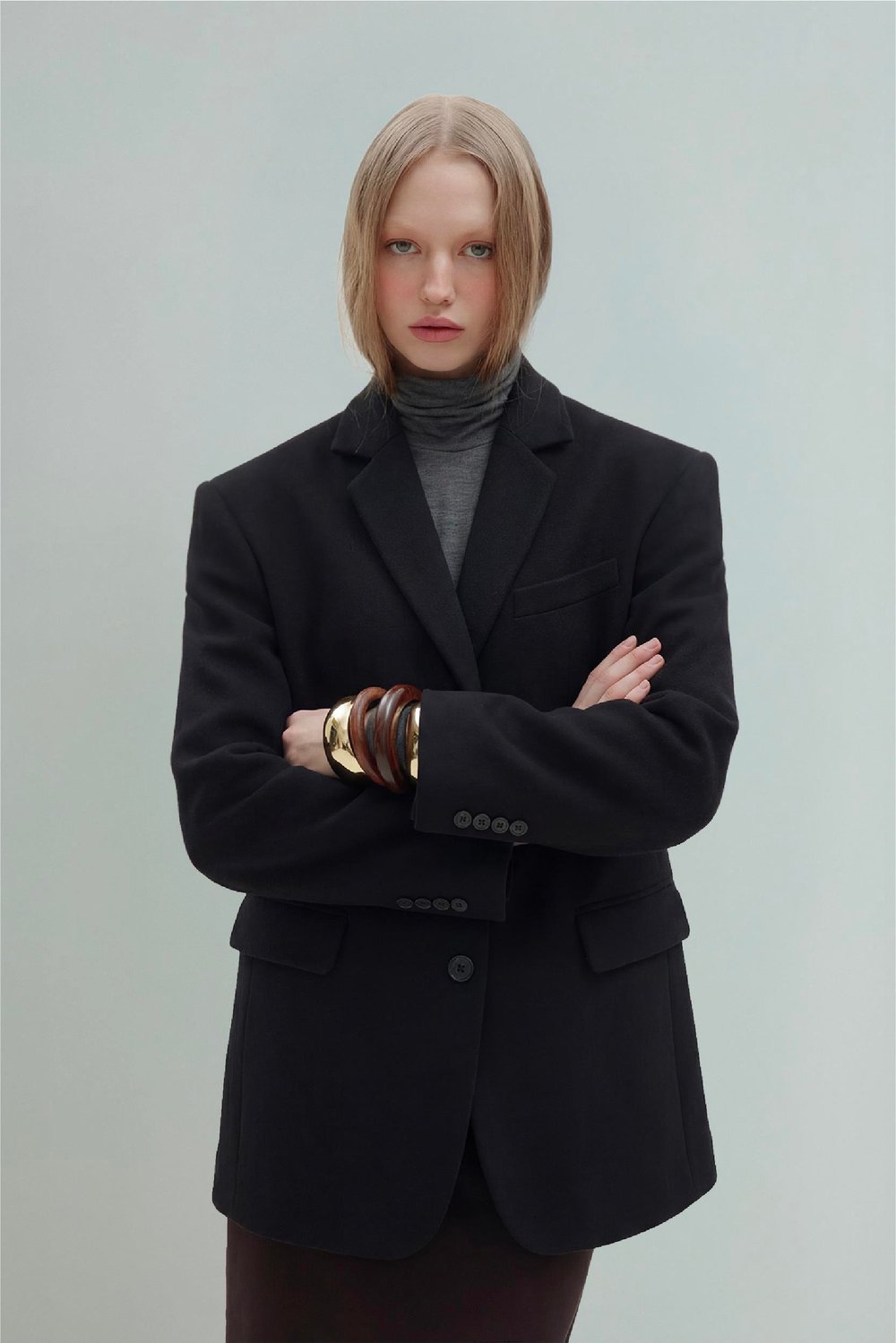 Siyah %100 Yün Blazer Ceket