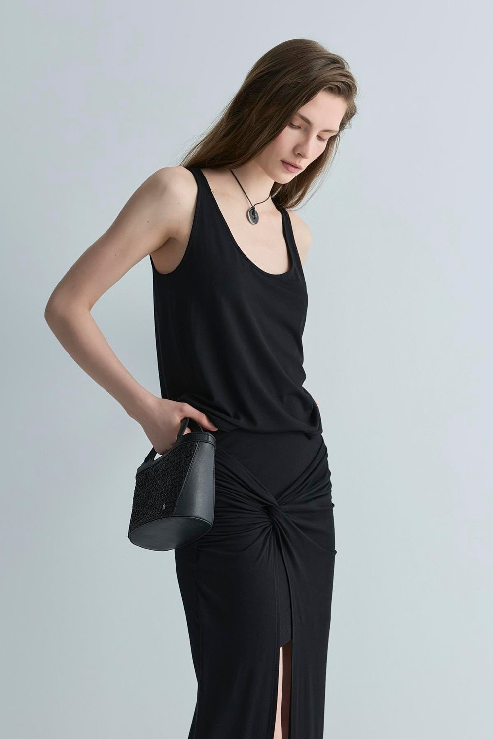 Siyah Agni Tensel Basic Bluz