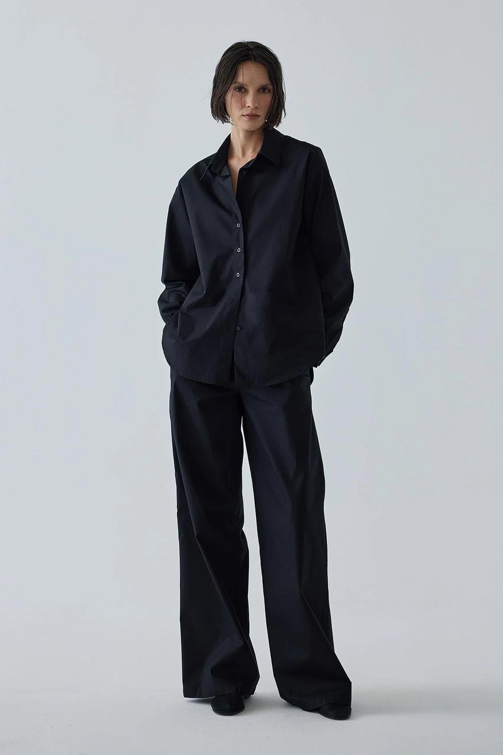 Siyah Basic Poplin Pantolon