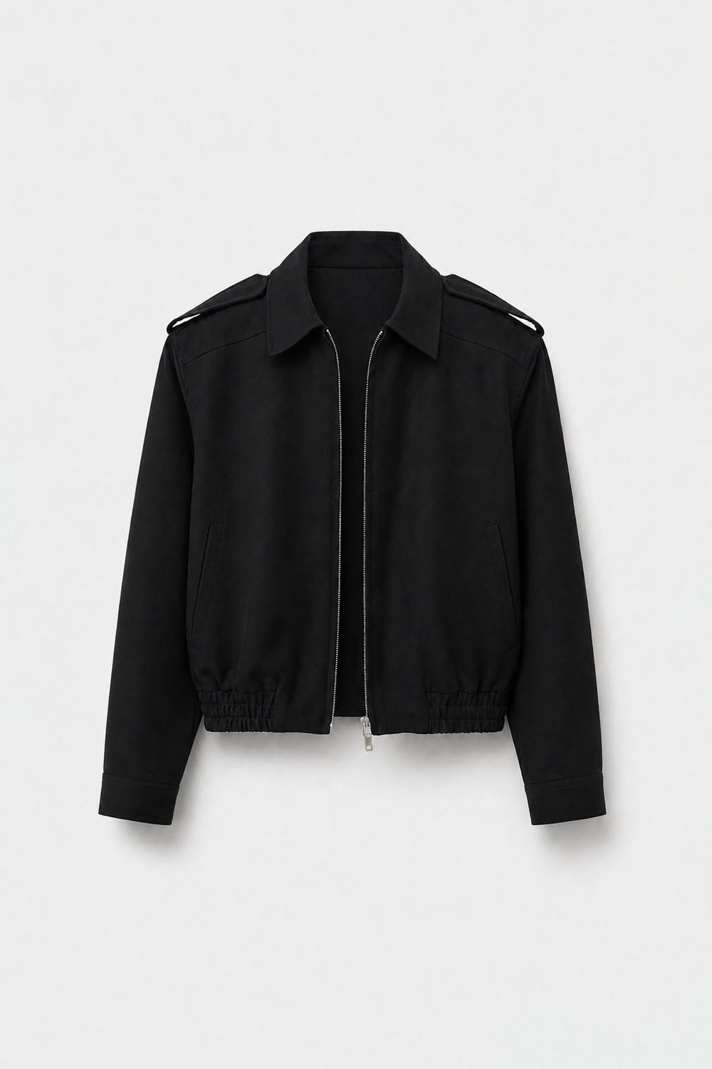 Siyah Cooper Crop Bomber Ceket