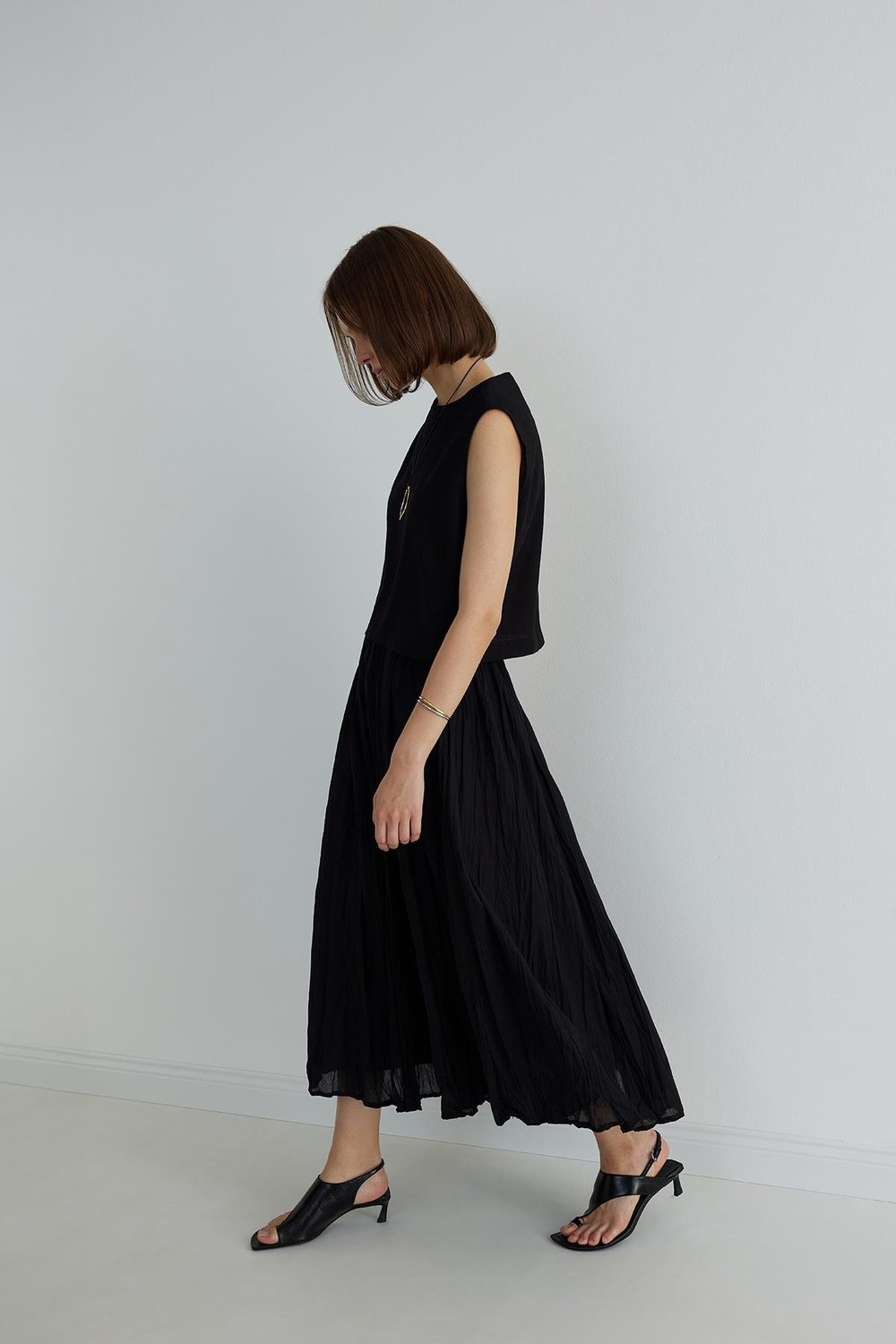 Siyah Donette Piliseli Etek