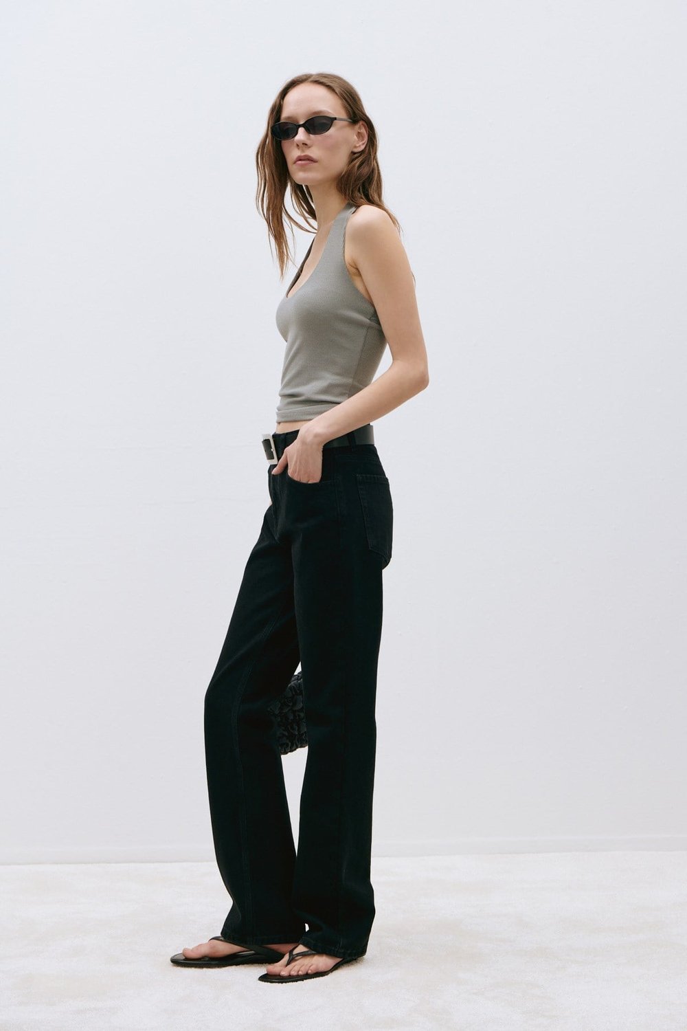 Square Distressed Buckle Belt