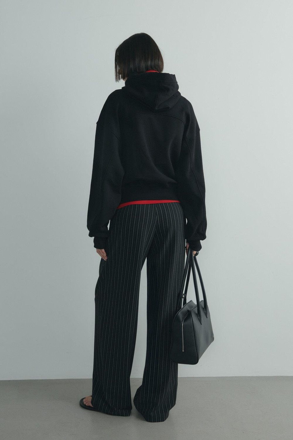 Siyah Gala Düğmeli Oversize Sweatshirt