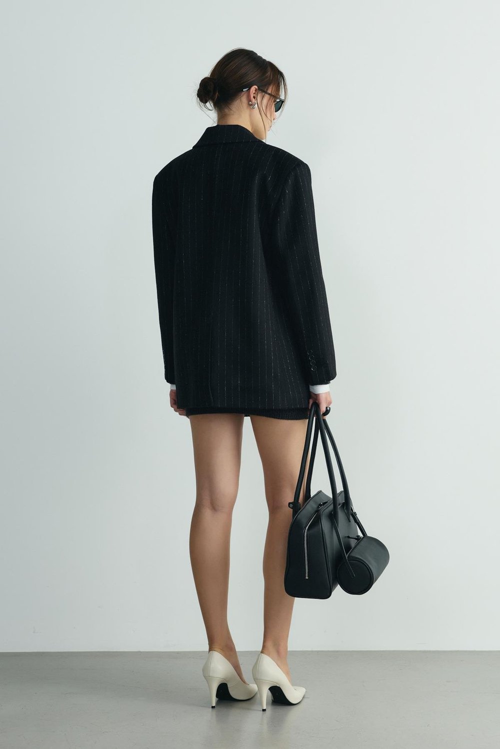 Gina Striped Long Wool Coat