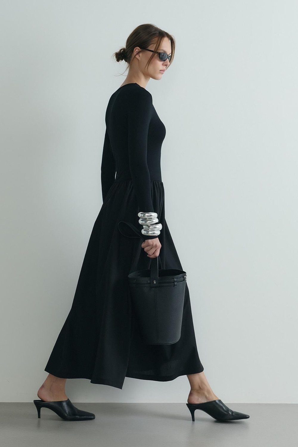 Siyah Harper Kontrast Elbise