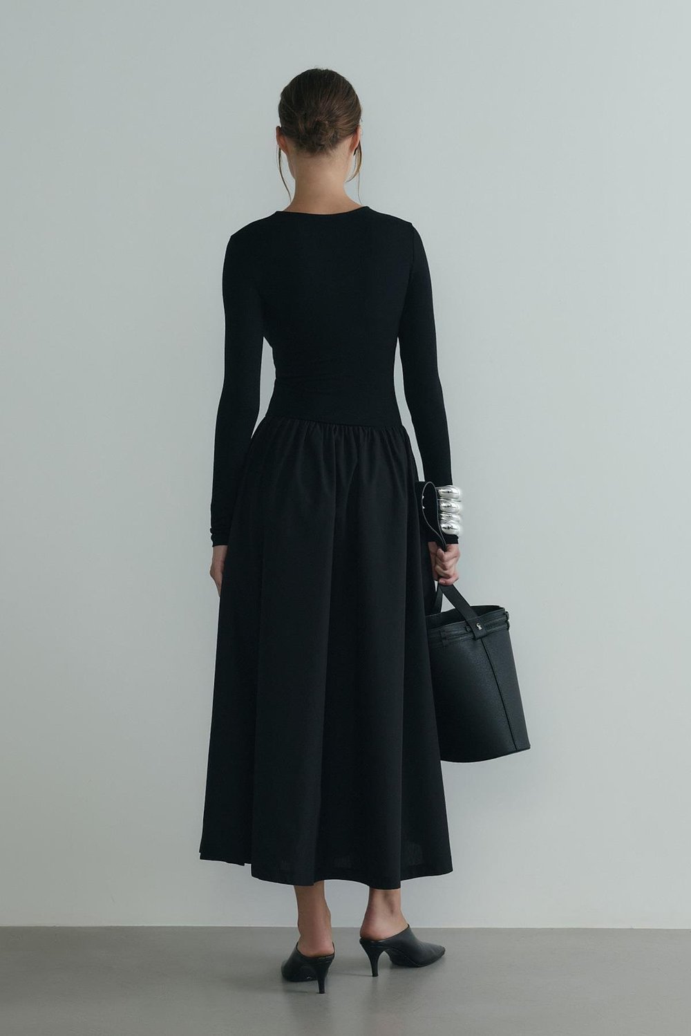 Siyah Harper Kontrast Elbise