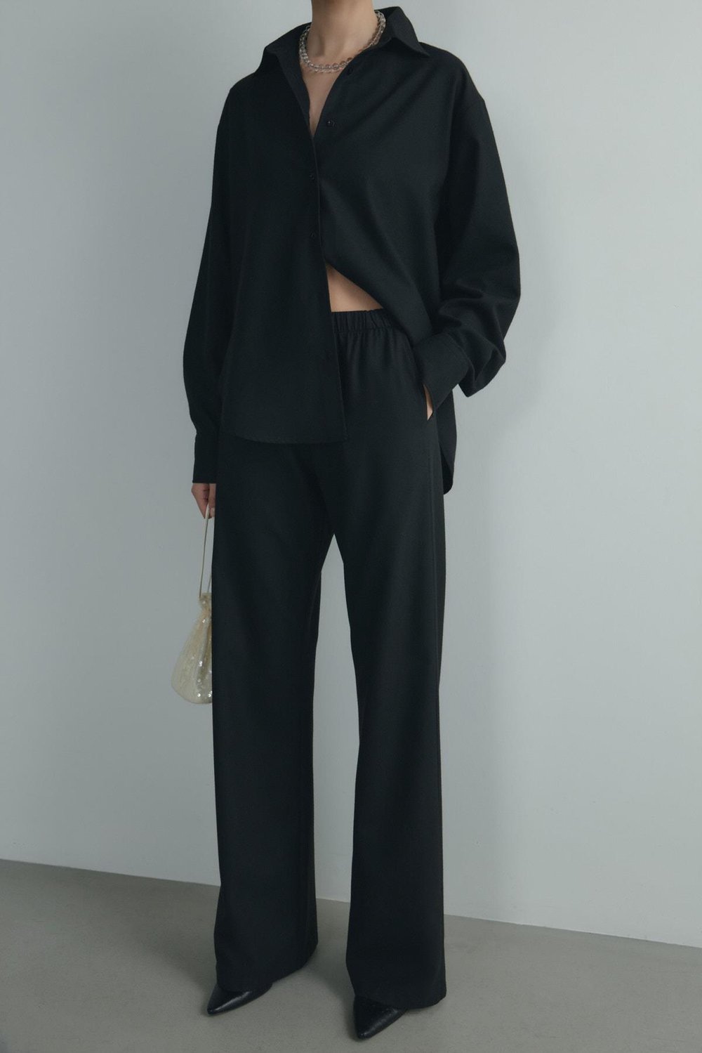 Siyah Jilly Lastikli Klasik Pantolon