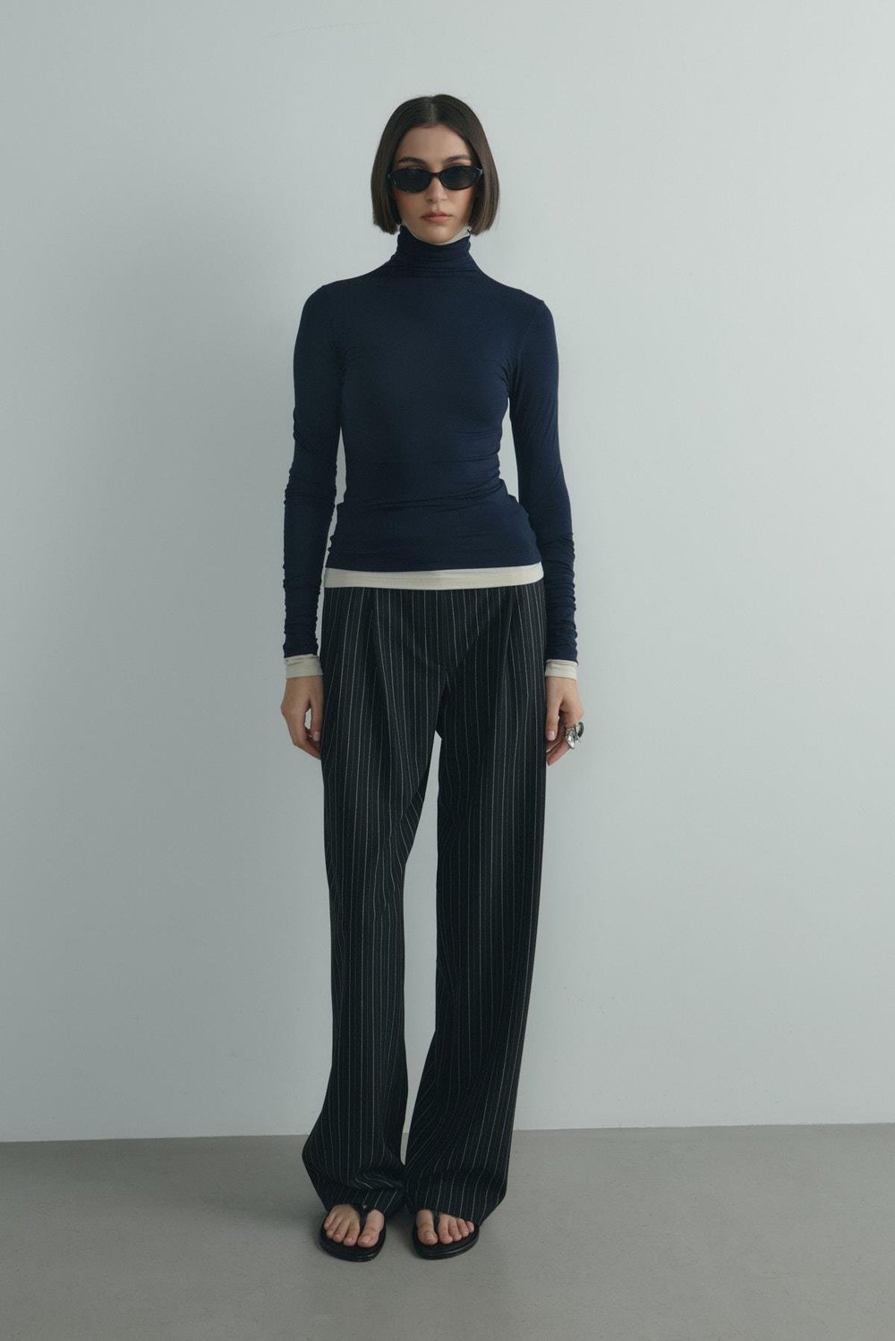 Lina Pleated Striped Trousers