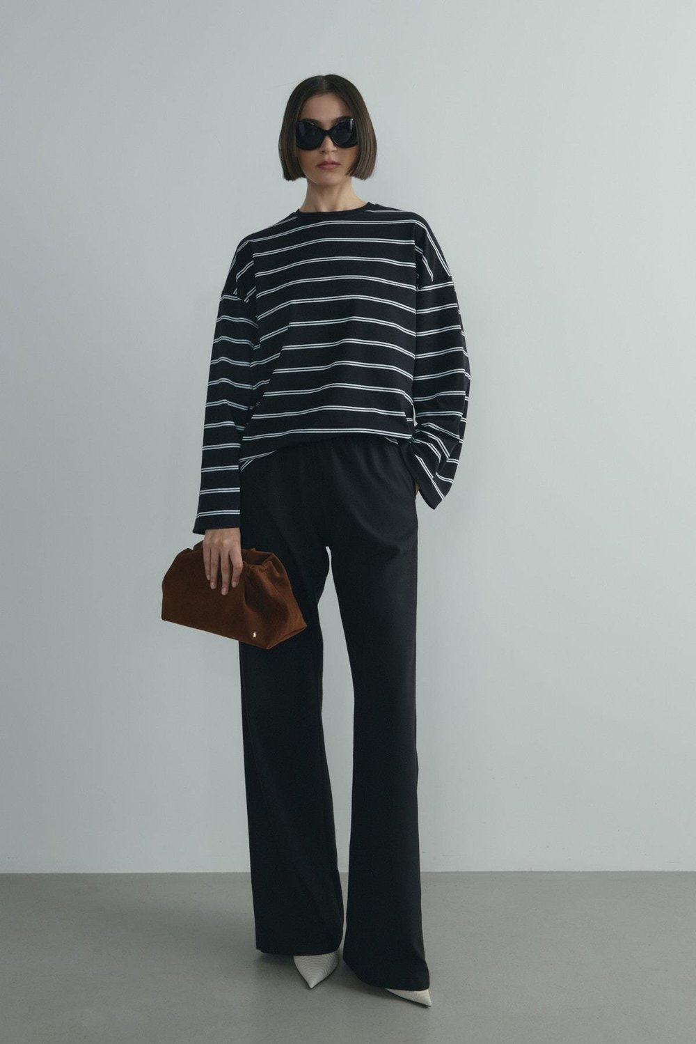 Siyah Lizzy Çizgili Tişört