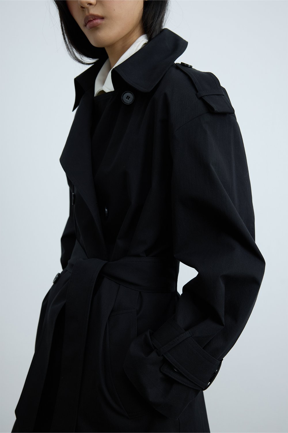 Siyah Rowan Trençkot